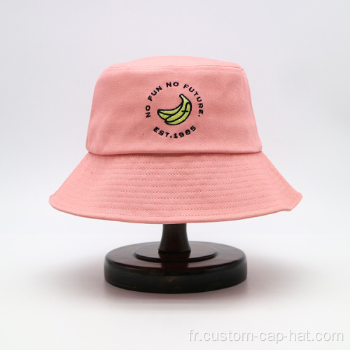 Chapeau de seau en coton extérieur rose